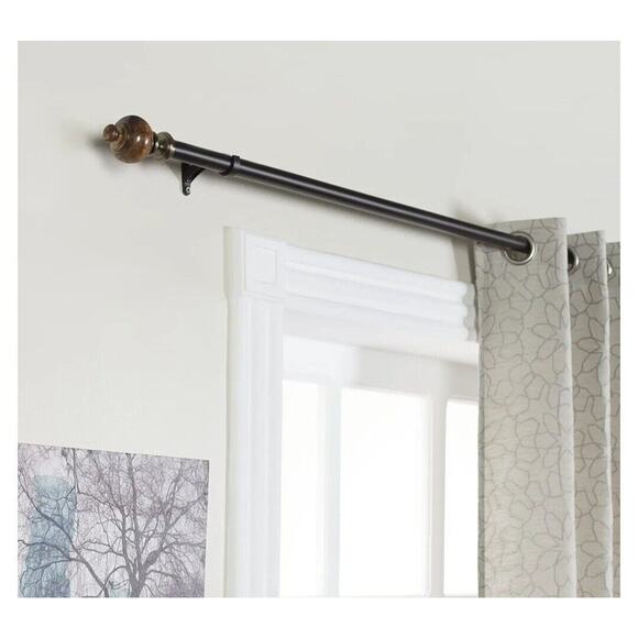 Adjustable Brown Curtain Rod for Windows 36 to 66 Inch Heavy Duty 1 Inc New Deco - Picture 4 of 4